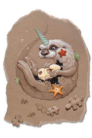 Dulk - 'Otter' - pencil and acrylic paint on japanese paper