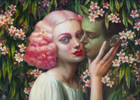 Jana Brike - 'Lady and Her Green Boy Lover' - oil on linen