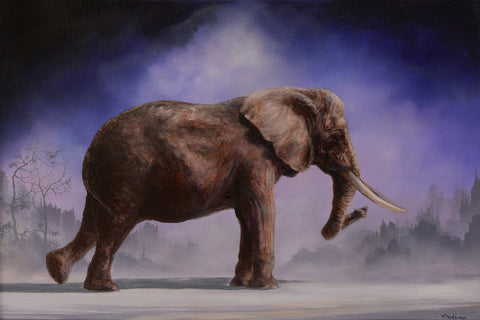 Brian Mashburn - 'African Elephant' - oil on basswood
