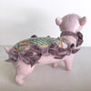 Elizabeth McGrath & Miso collaboration - “Sad Puppy” - mixed media: acrylic paint on epoxy clay with velvet ribbons - approx. 16.5 x 7.6 x 10.2cm (6.5"x3"x4")