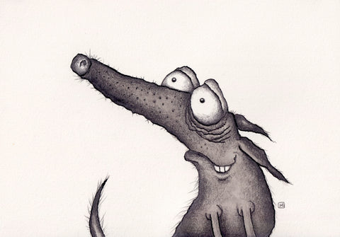 Adam Elliot - 'Marmalade' - waterproof ink, ink wash and graphite on Arches hot-pressed watercolour paper'