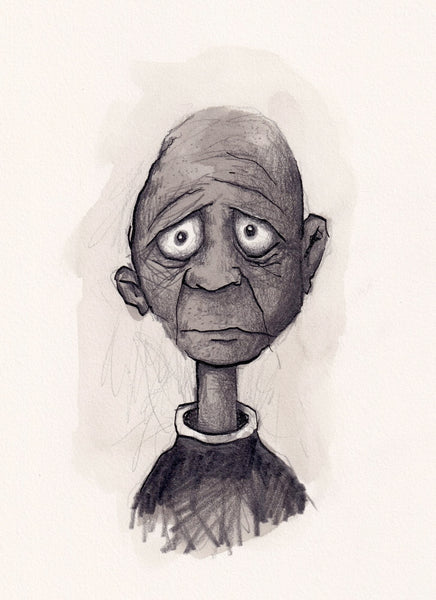 Adam Elliot - 'Ruben Winslow' - waterproof ink, ink wash and graphite on Arches hot-pressed watercolour paper'