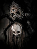 Agatha Black - 'Oracle' - mohair fabric, polymer clay, wire, seed bags, glass eye, human hair, glue, wooden display base