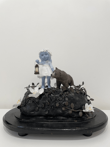 Anne Juul Christophersen - "In The Light Of The Full Moon" - resin & fabric in antique french glass dome