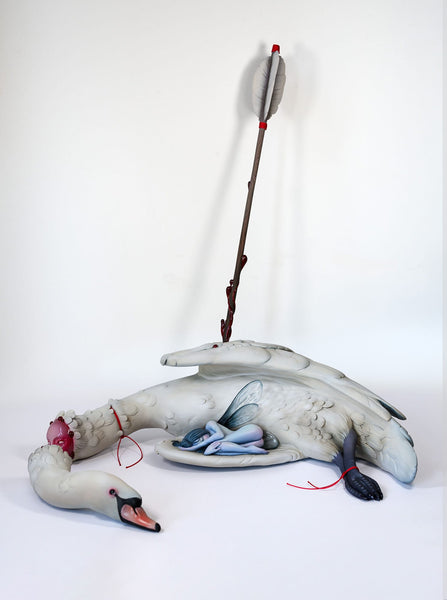 Jale Soysal - 'The First Arrow' - epoxy clay, acrylic paint, metal, resin, silk