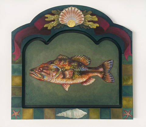 Ashlea Bechaz - 'The Fish' - acryla gouache on birch wood panel