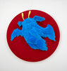 Brad Gunn - "Kiss Me I'm Lonely (blue/red)" - Resin, synthetic fibres on timber backing