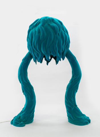 Brad Gunn - "Mope-head (teal)" - Resin & synthetic fibres with light fitting