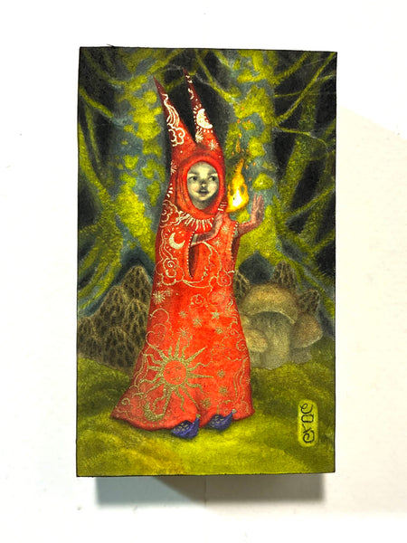 Calamity Cole - 'The Fire Keeper' - watercolour, metallic watercolour, and charcoal