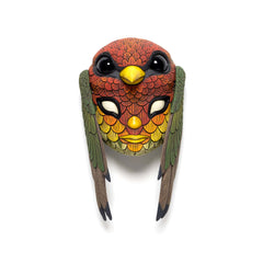 Calvin Ma - "Blend In Mask (Red Headed Barbet)" - ceramic, glaze