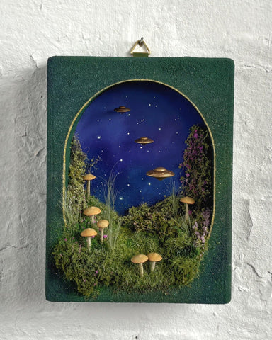 Caroline Dewison - 'Fairy Corner' - PLA, acrylics, medite, air dry clays, flock, wire