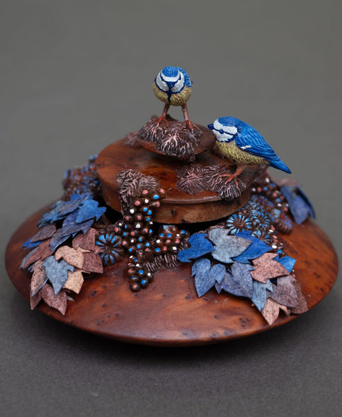 Stéphanie Kilgast - 'Chatter' - modeling clays, wire, paper, watercolour, acrylics, wooden box