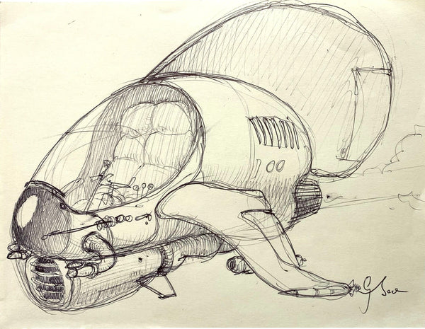 Graeme Base - 'Commuter Pod 1' - ink on paper
