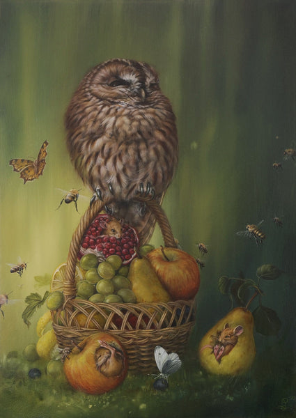 Dewi Plass - 'Content (No Need To Get Well Soon, I'm Doing Just Fine)' - acrylic on cradled birch panel