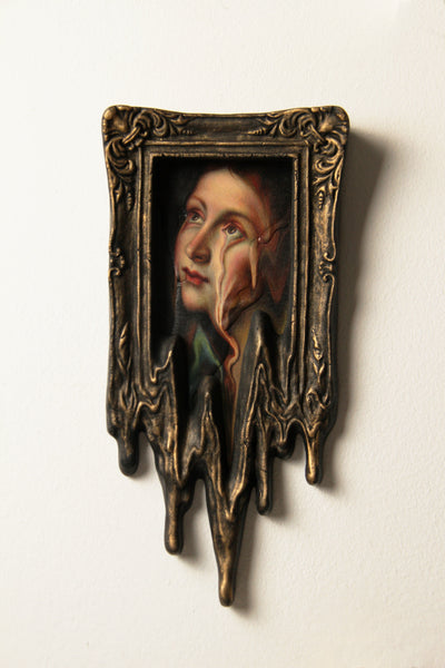 Dolaana Davaa - 'Melted Memory' - tempera on plywood with wood pulp frame