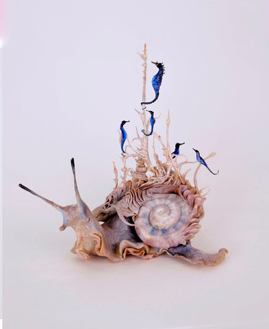 Ellen Jewett - 'The Solstice and the Scribe II' - cold porcelain, polymer, no VOC resin, mineral pigment and steel