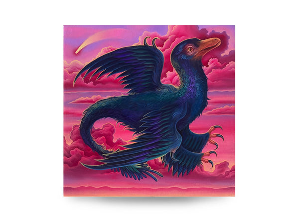Ellie Davies - 'Microraptor' - oil paint on wooden panel