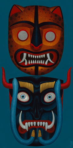 Gustavo Rimada - "Mascaras" - acrylic on wood