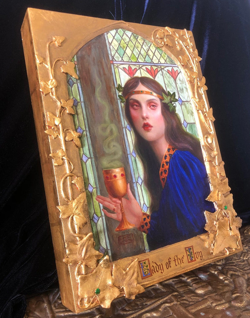 Hannah Flowers "Lady of the Ivy" oil on panel Beinart Gallery