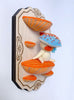 Hannakin - 'Sitting on the Shelf' - wool felt, cotton, glass beads, magnet and mixed media on birch plywood plaque