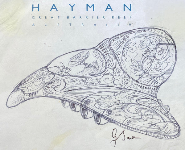 Graeme Base - 'Hayman Performance Coupe' - ink on paper