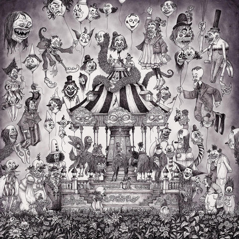 John Kenn Mortensen - 'Crazy Clowntime' - pen and ink on paper