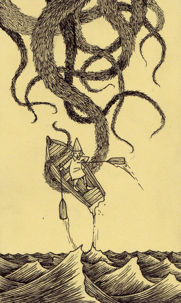 John Kenn Mortensen - 'Untitled Sticky Monster 10' - pen and ink on yellow pad paper