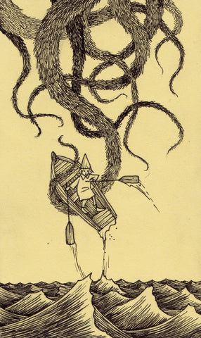 John Kenn Mortensen - 'Untitled Sticky Monster 10' - pen and ink on yellow pad paper