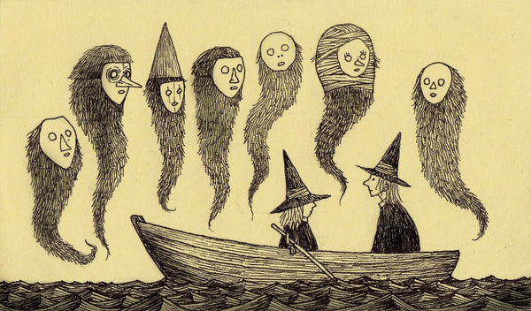 John Kenn Mortensen - 'Untitled Sticky Monster 3' - pen and ink on yellow pad paper