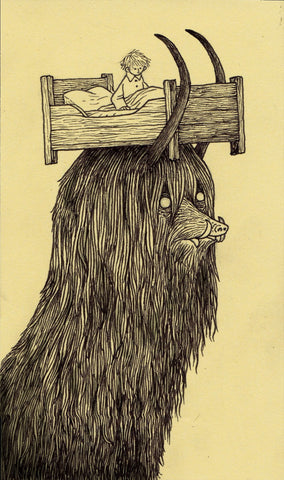 John Kenn Mortensen - 'Untitled Sticky Monster 4' - pen and ink on yellow pad paper