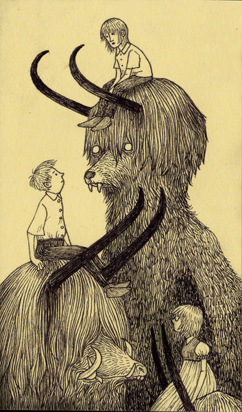 John Kenn Mortensen - 'Untitled Sticky Monster 5' - pen and ink on yellow pad paper