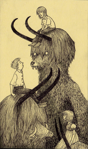 John Kenn Mortensen - 'Untitled Sticky Monster 5' - pen and ink on yellow pad paper