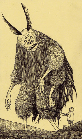 John Kenn Mortensen - 'Untitled Sticky Monster 7' - pen and ink on yellow pad paper