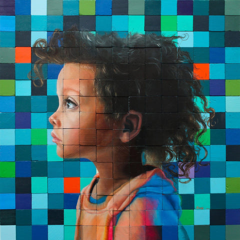 Julian Clavijo - "Coming From The Sun" - enamel and oil on wood blocks