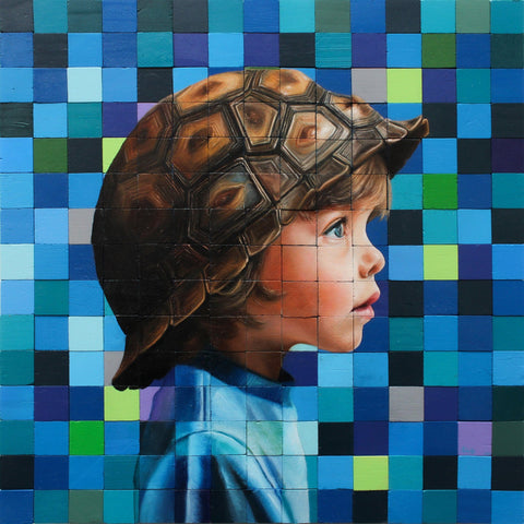 Julian Clavijo - "Emerging From Water And Land" - enamel and oil on wood blocks