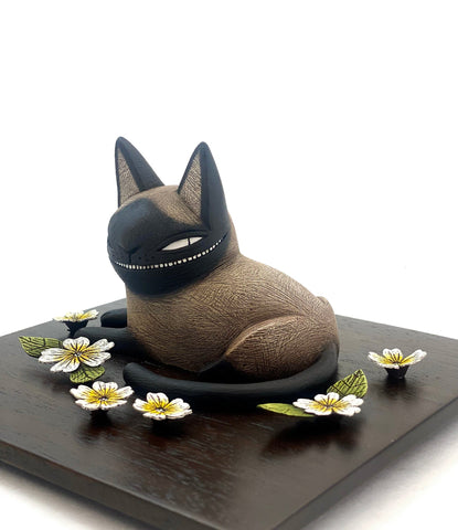 Kim Slate - 'Printemps' - clay, epoxy, wire, gouache, acrylic & walnut wood