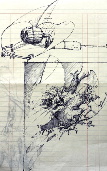 Graeme Base - 'Lightsail and Wildcat' - ink on paper
