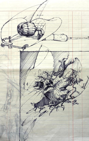 Graeme Base - 'Lightsail and Wildcat' - ink on paper