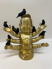 Linnea Strid - "No Gods, No Masters" - oil paint, acrylics, spray paint, fixit sculpt and vinyl Toddlerpillar