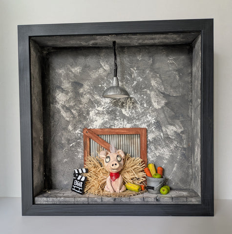 Madam Helen (AKA Dollybox Dioramas) - 'Edgar Alan' - clay, balsa wood, cardboard, foam-board, paper, metal, LED lights, acrylic paint & mixed media.