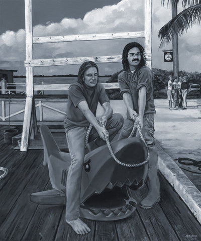 Mark Seabrook - 'The Shark Fishermen' - oil on cradled wood panel