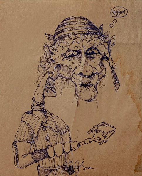 Graeme Base - 'Mr Fishbone' - ink on paper