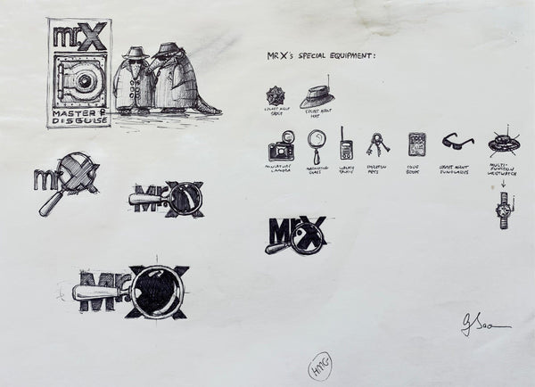 Graeme Base - 'Mr X' - ink on paper