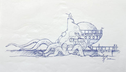 Graeme Base - 'Octosub 4' - ink on paper