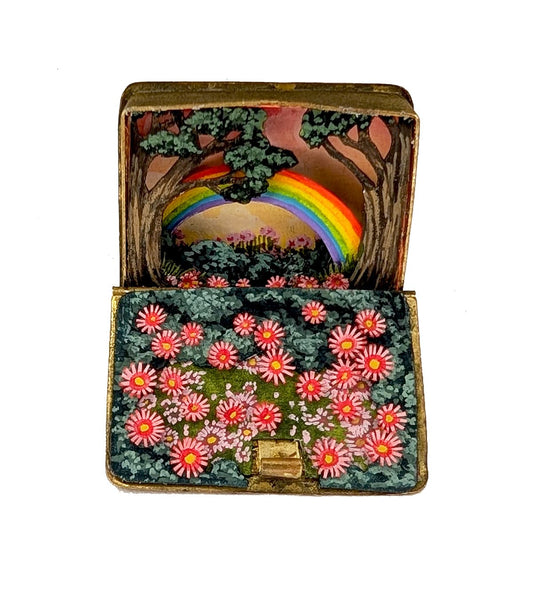 Shannon Taylor - 'Story of a Rainbow' - hand-cut watercolour collage in vintage rosary box