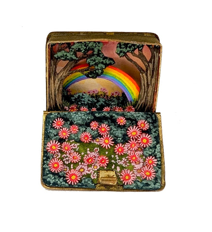 Shannon Taylor - 'Story of a Rainbow' - hand-cut watercolour collage in vintage rosary box