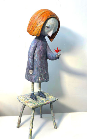 Shaun Tan - 'Red Leaf' - plaster, wood, oil paint, paper