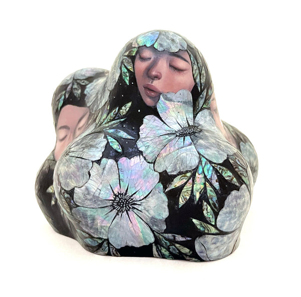Stella Im Hultberg - 'Windflowers' - jagae (Korean abalone and mother-of-pearl) and acrylic on clay