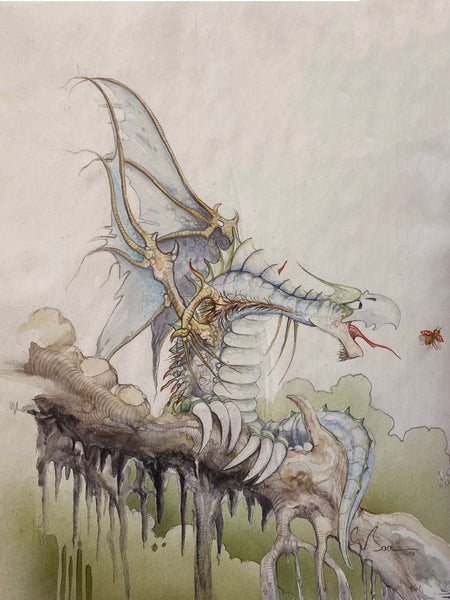 Graeme Base - 'Tropical Dragon 1' - ink, watercolour and pencil on board