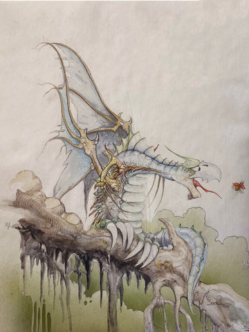 Graeme Base - 'Tropical Dragon 1' - ink, watercolour and pencil on board